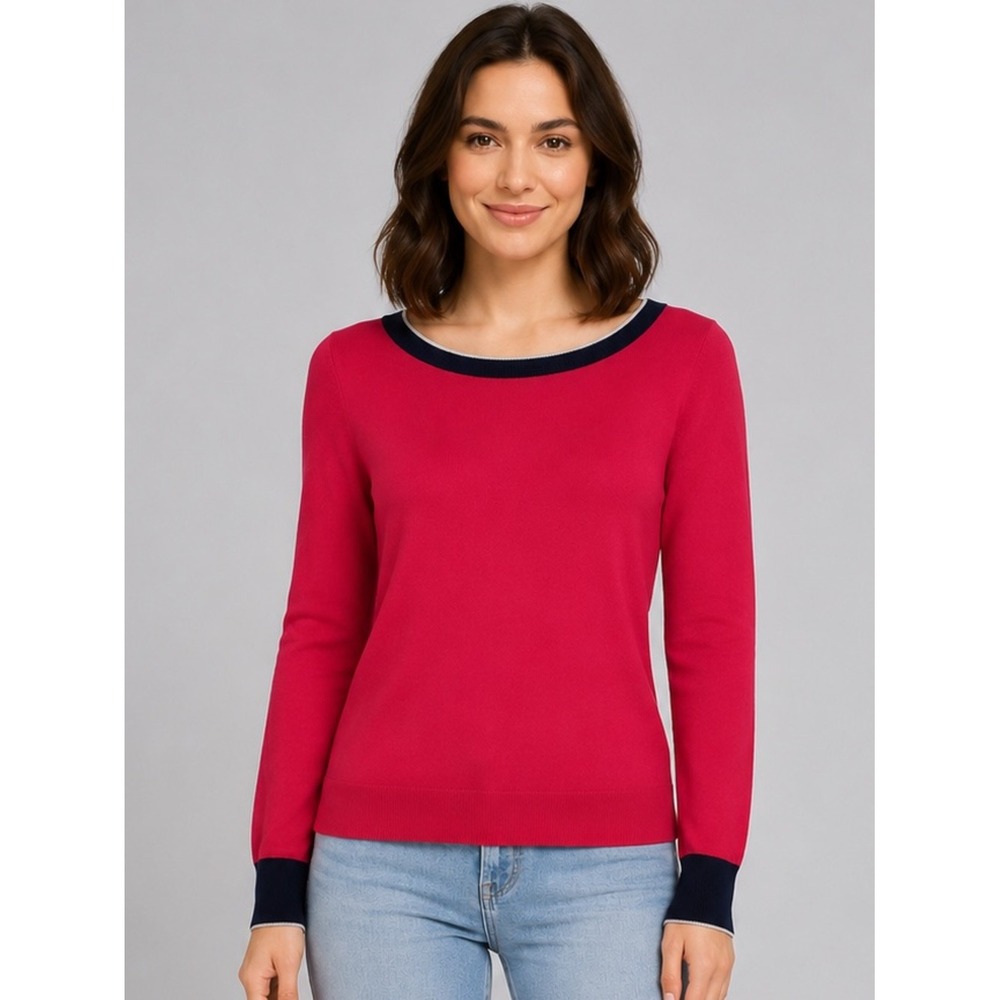 Gap Crew Neck Sweater Pink With Navy Size Small